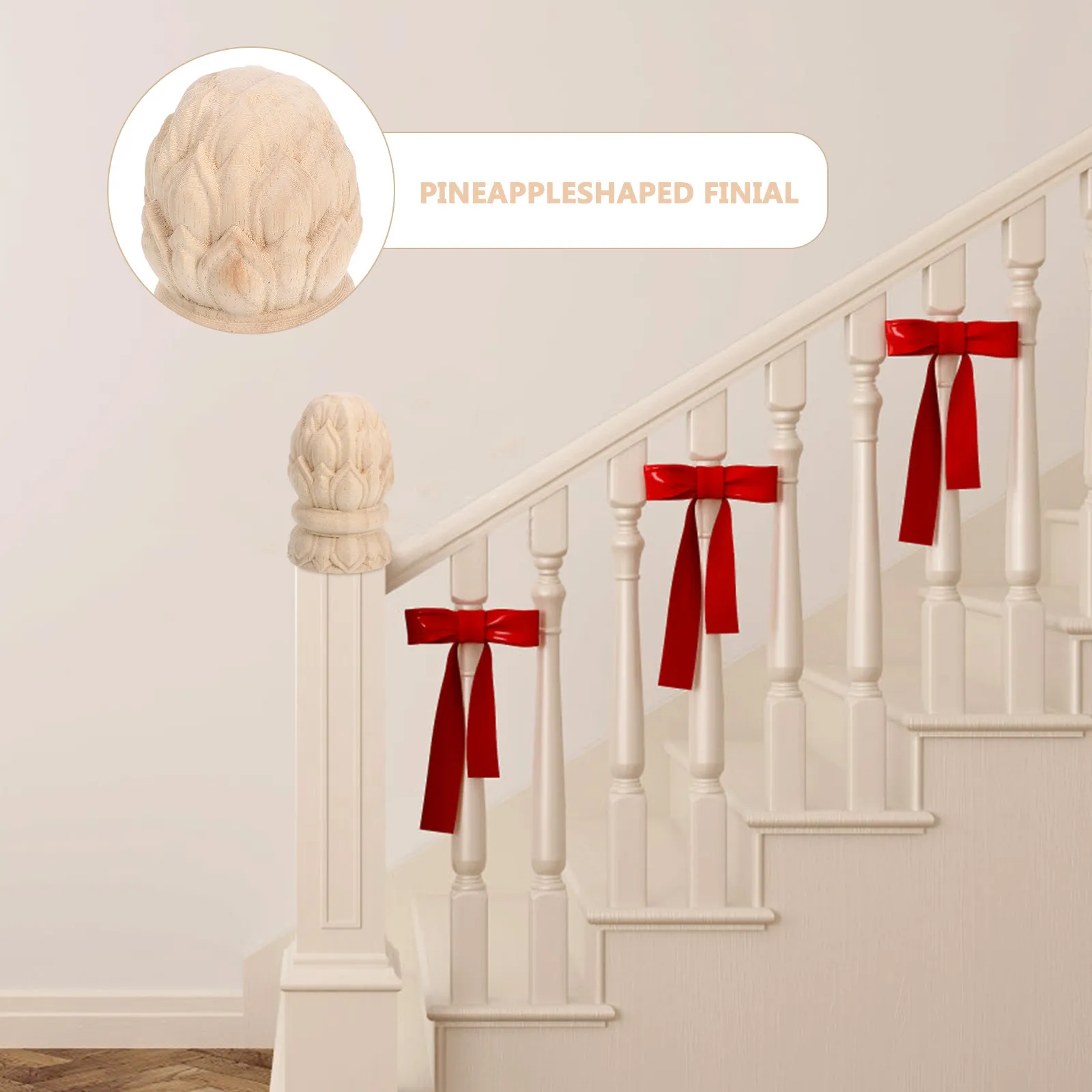 Hand Carved Wooden Pineapple Finials Staircase Posts Decorative Unfinished Floral Fence Caps European Style Furniture Toppers