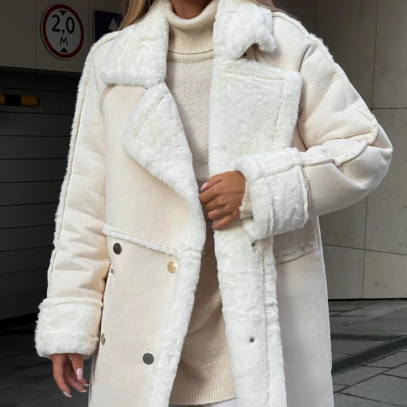 Cappotti con colletto casual da donna, capispalla lunghi, trench sfocato, abbigliamento di alta qualità, nuova moda, inverno, 2024