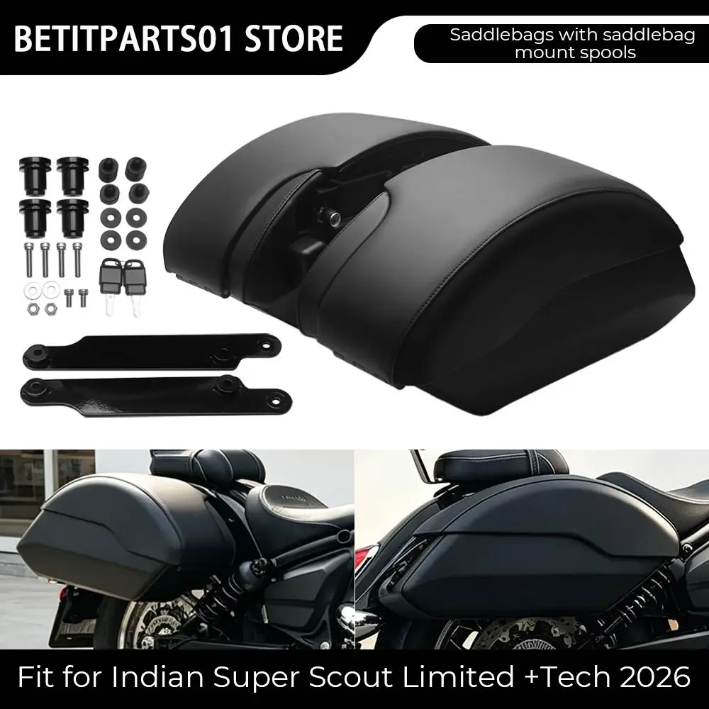 Rear Saddlebag Side Pocket Luggage 6.4 gal (24L) Black 1 Pair Motorcycle Part For Indian Sport Scout Scout Sixty Bobber 2025-26