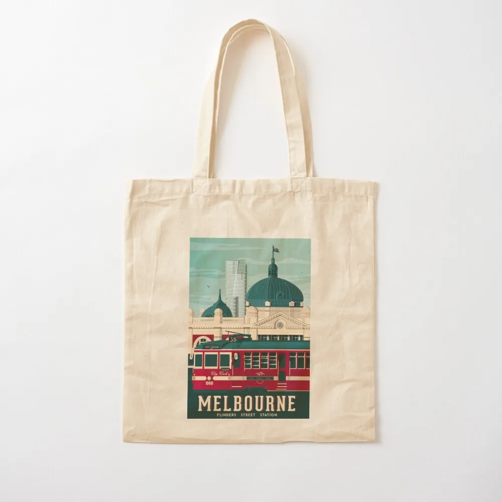 Melbourne Victoria - Flinders Street Station Tote Bag Tas belanja wanita tas jinjing berbahan kanvas