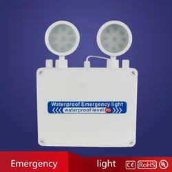 Hot Selling Fire Emergency Lighting Lamp Emergency Light Double Head Lamp Waterproof Ip65 Lead Acid Battery Led Ac 200-240v