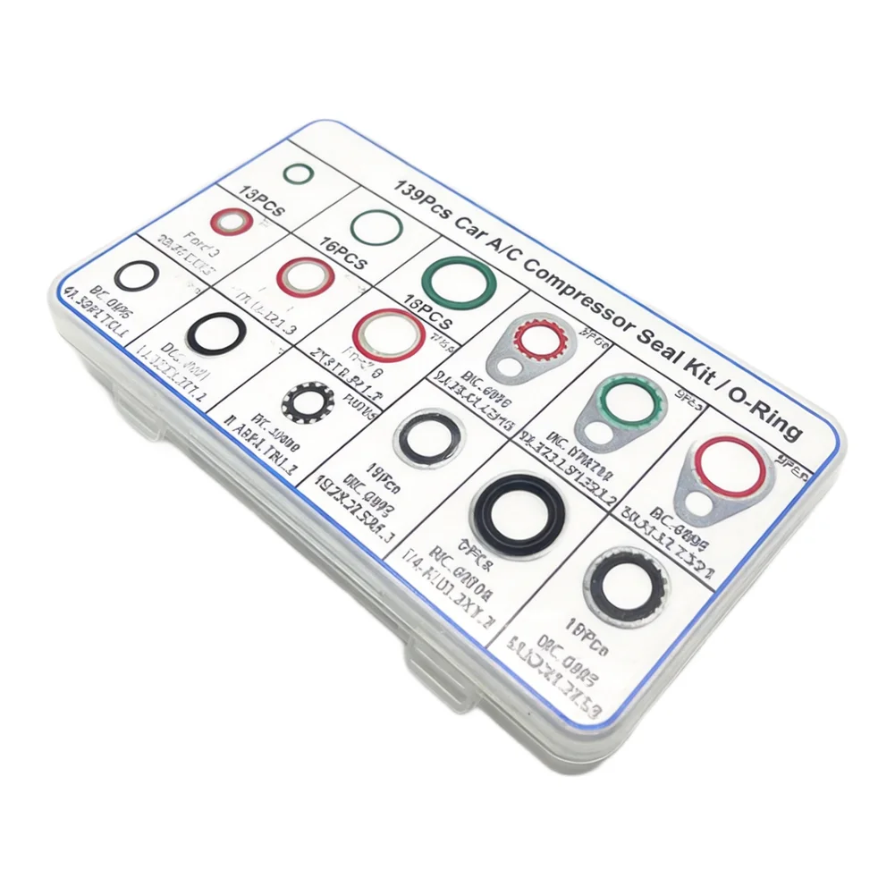 Reliable Gasket Performance Kit AC O Ring Kit Auto AC Spacers AC O Ring Kit Leak Prevention Design Partitioned Storage Box