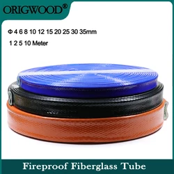 1~10m Fireproof Sleeve High Temperature Resistant Silicone Resin Coated Braided Fire Retardant Casing Pipe Fiberglass Tube