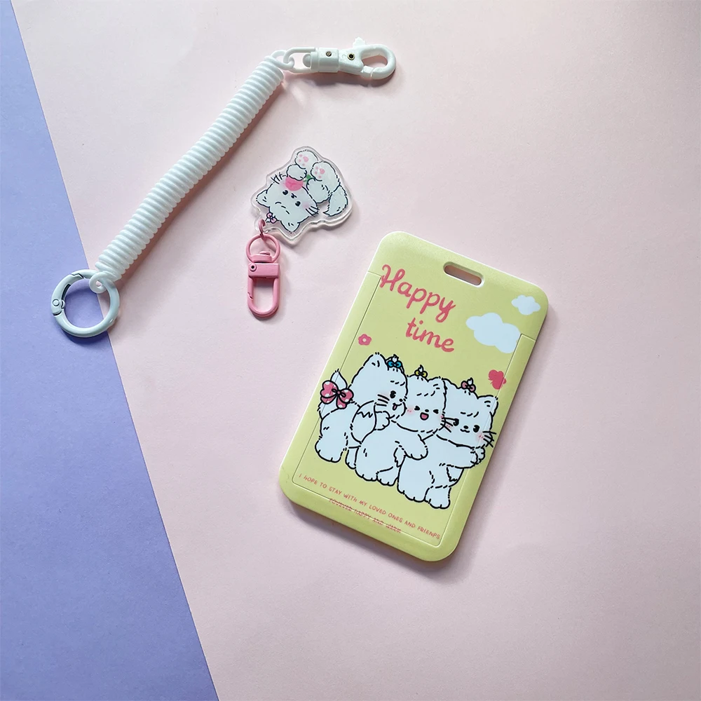 

Cartoon Cute Style Card Holders Student ID Card Protective Cover Cases Student Campus Access Cards Key Chain Anti-lost Cover