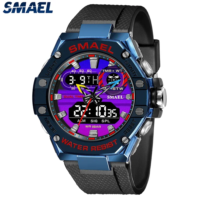 

SMAEL 8066 Man Dual Time Watch for Men Led Light Watch Alarm Fashion Sport Watches Military S Shiock Wristwatch Sport Watch