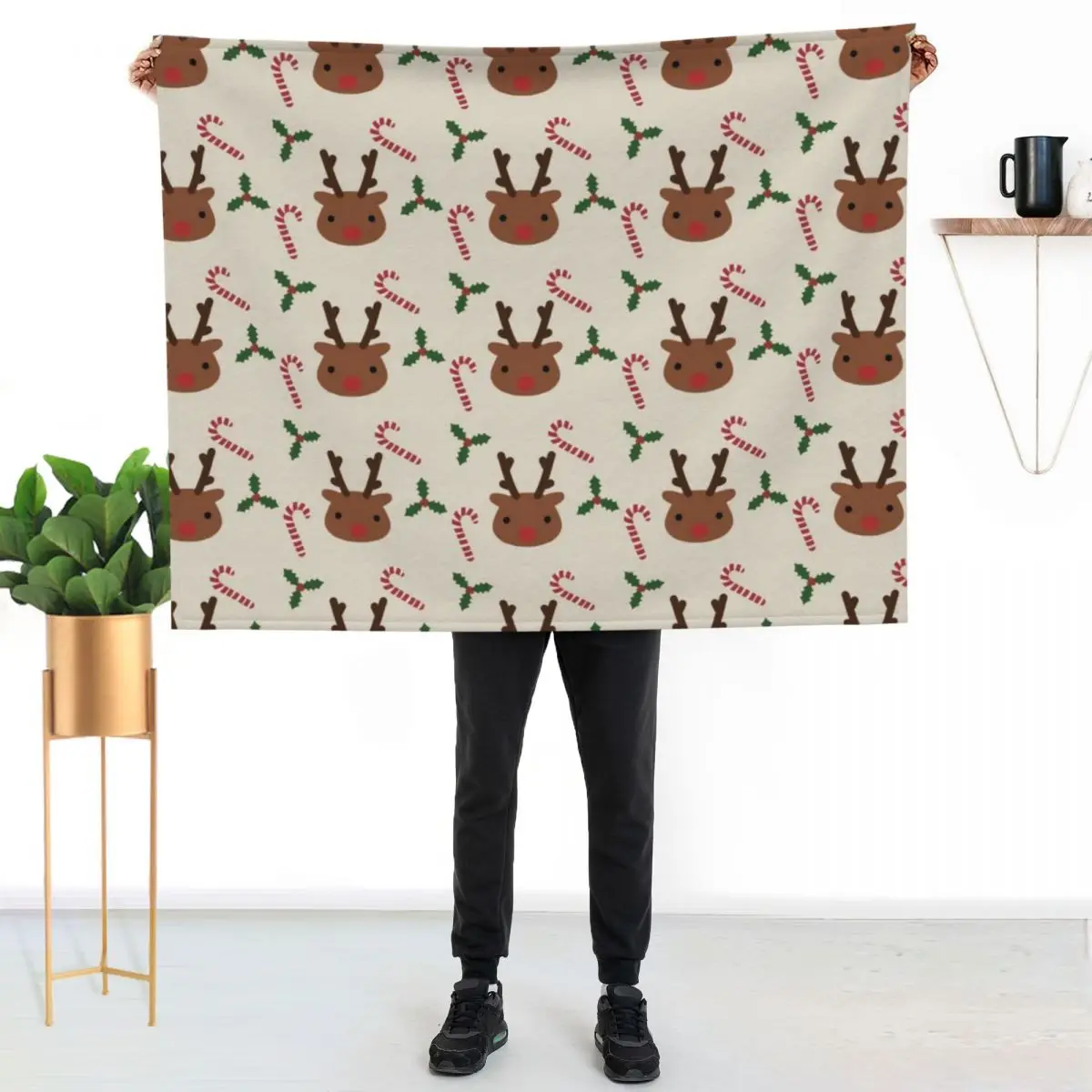 

Christmas reindeer Throw Blanket Breathable Lightweight Blanket for Adults Kids