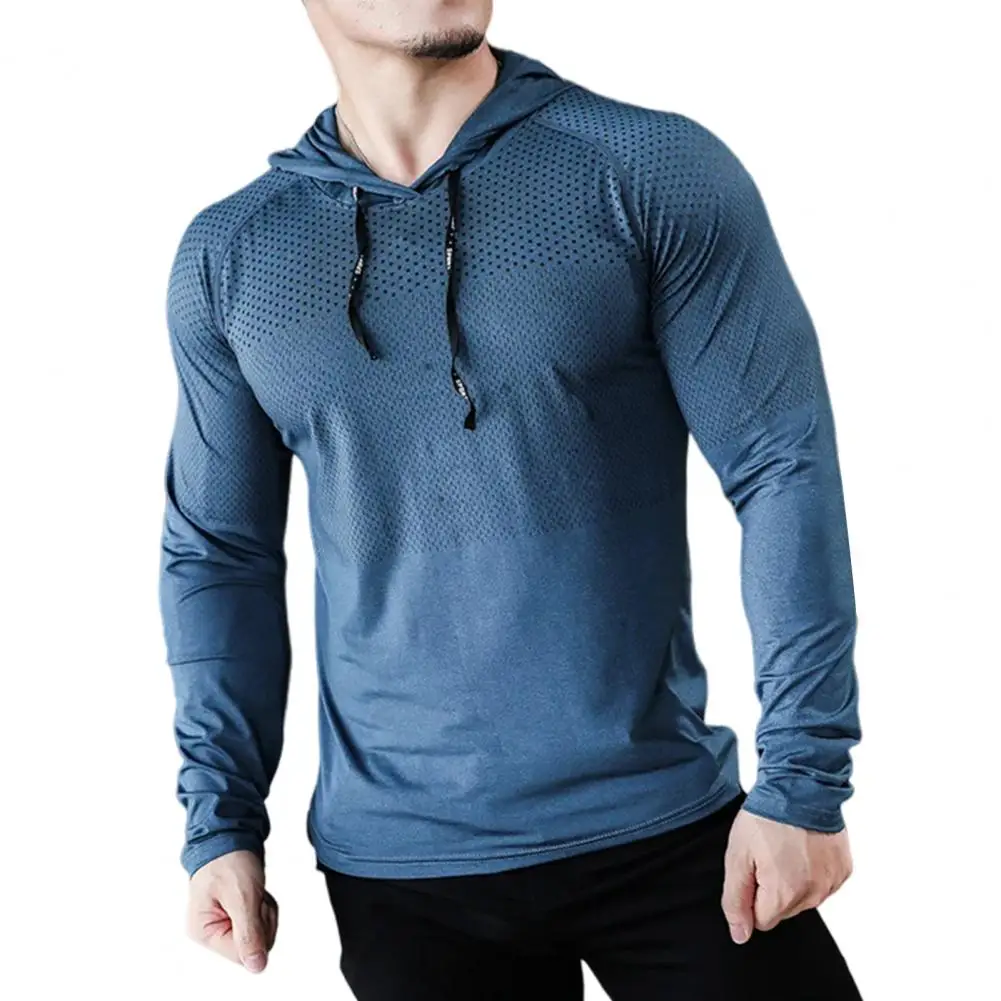 

Men Sweatshirt Men Track Top Men's Drawstring Hooded Long Sleeve Sport Top with Slim Fit High Elasticity for Jogging Training