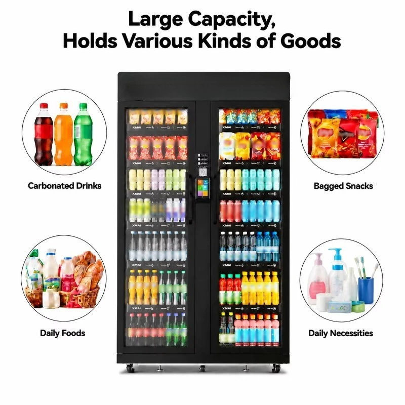 AI Vision Smart Refrigerator Vending Machine 53 Cubic Feet 1500L Capacity Cashless Payment Self Checkout 4G Enabled Remote