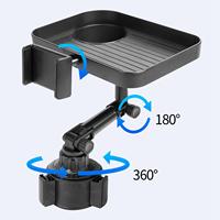 Car Cup Holder Expander Adapter, Car Cup Holder Tray, Travel Road Trip Essentials Adjustable 3 in 1 Phone Holder Food Tray