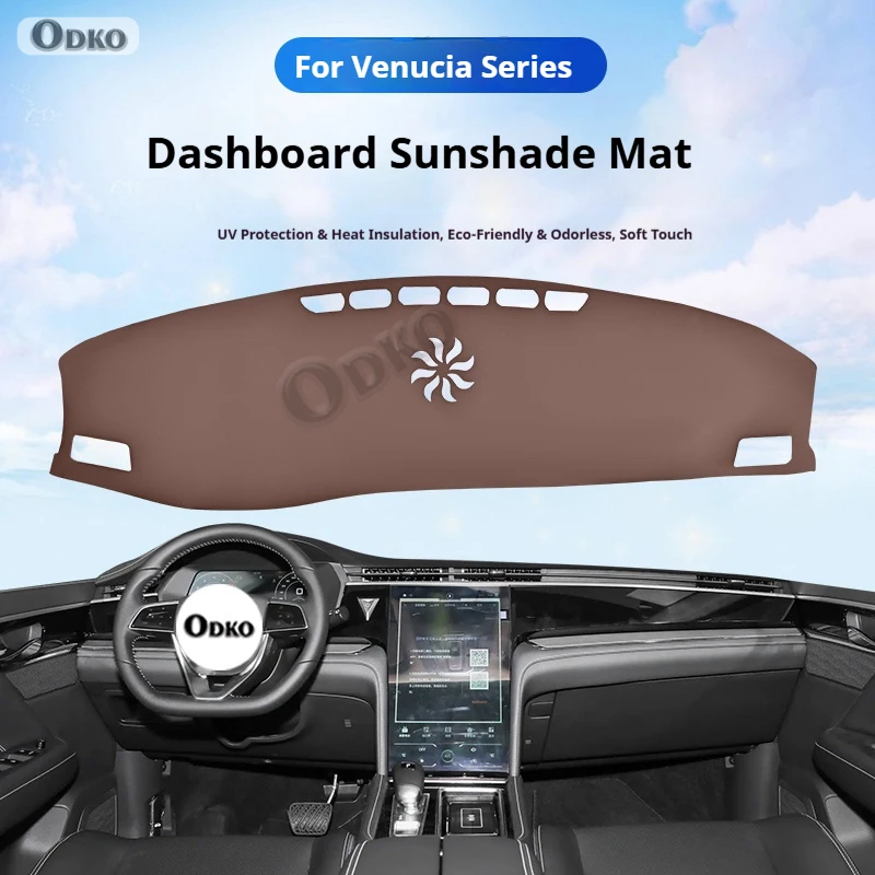 

For Venucia Star 2020 Leather Car Dashboard Sun Shade Mat Instrument Desk Non-slip Cover leather Accessories Interior Mouldings