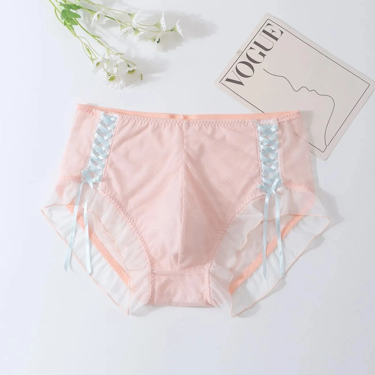 Man's Ropes Bondage Design Cute Pink Briefs Live Show Dance Costumes Private FKK Party LGBTQ BF Gift Harajuku