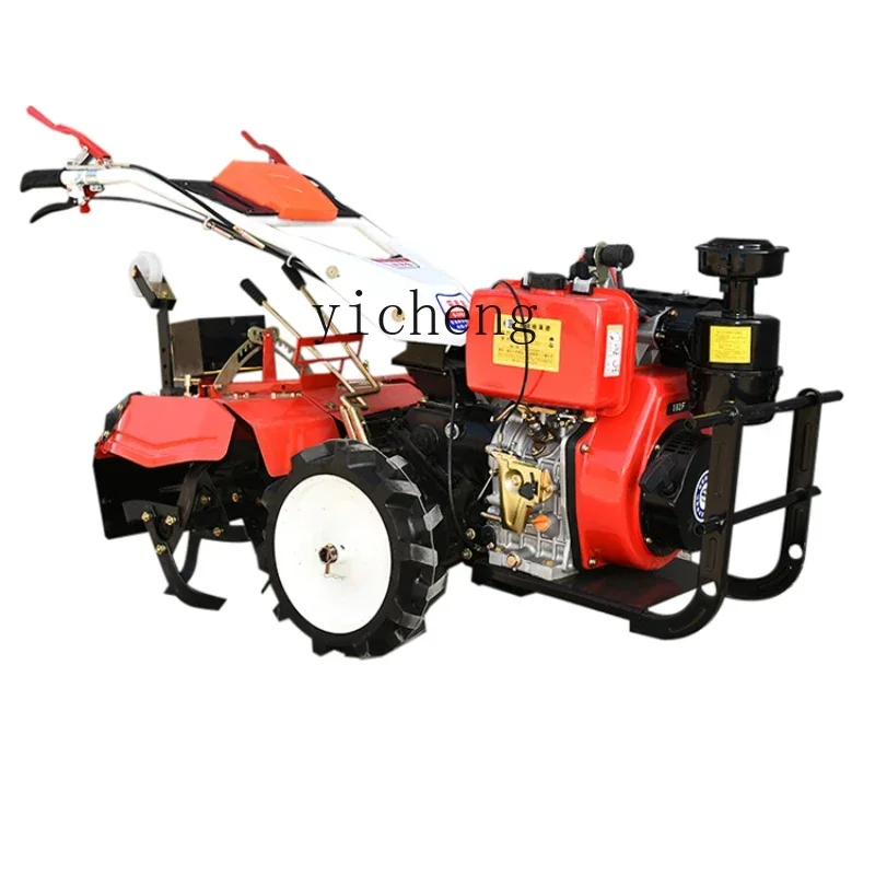 

four-wheel drive micro-tillage rotary tiller diesel multi-functional trenching machine paddy field small household machinery