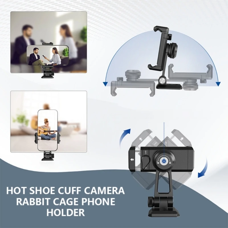 조정 가능한 휴대폰 클립 클램프 홀더 사진 내장 더블 콜드 슈 마운트 지원 ​​360도 회전