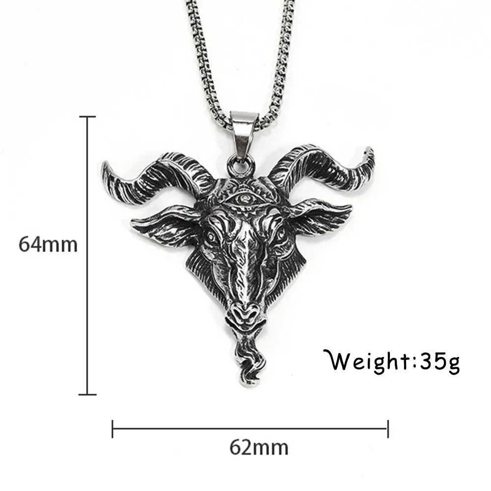Gothic Lucifer Goat Men's Pendant Chain Popular Charm Stainless