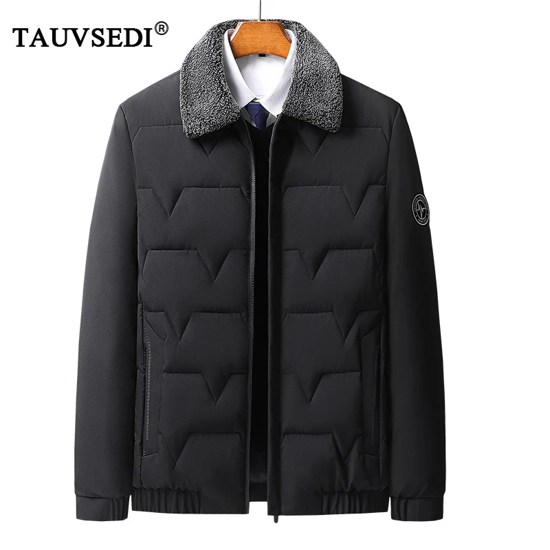 Winter Men Casual Windproof Business Warm Parkas Man Classic Fleece Lapel Overcoat Parkas Jacket Male Formal Thicken Parkas Coat