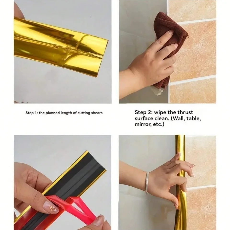 1 piece flexible PVC decorative edge tape measuring 2 centimeters wide by 3 meters long ideal for tile bordering wall finishing
