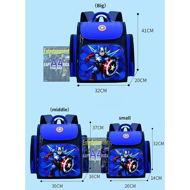 Marvels Avengers Anime Backpack Child Cartoon Spider-man Captains America Backpacks Kindergarten Elementary School Students Bag