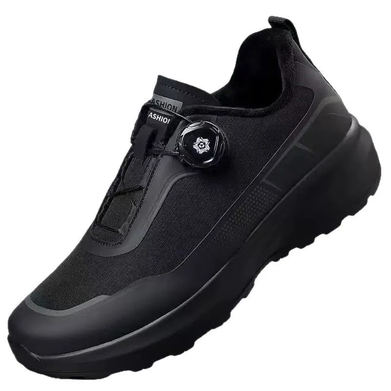 Men's Shoes New Rotating Button Men's Casual Shoes Black Commuter Shoes Platform Non-Slip Outdoor Sports Shoes Men