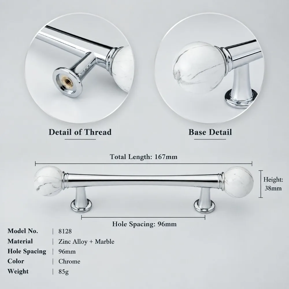 Vintage Walnut Cabinet Pull Handle Marble Solid Wood Drawer Knob Smooth Sturdy Wardrobe Door Handle Furniture Hardware