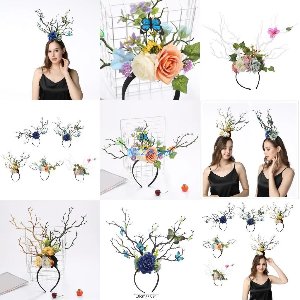 

T21F Rose Headband Photo Studio Props Cosplay Girls Headband Dark Girls Headwear