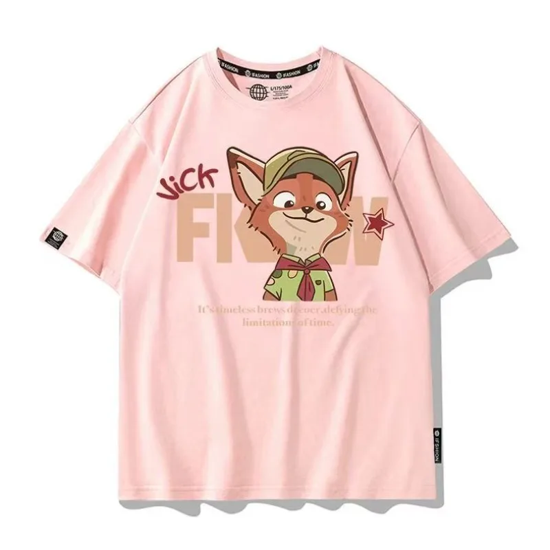 

nana одежда y2k Disney футболка y2k Zootopia Short Sleeve T-Shirt For Men Women Summer Judy Nick Couple Matching Trendy Tee Tops