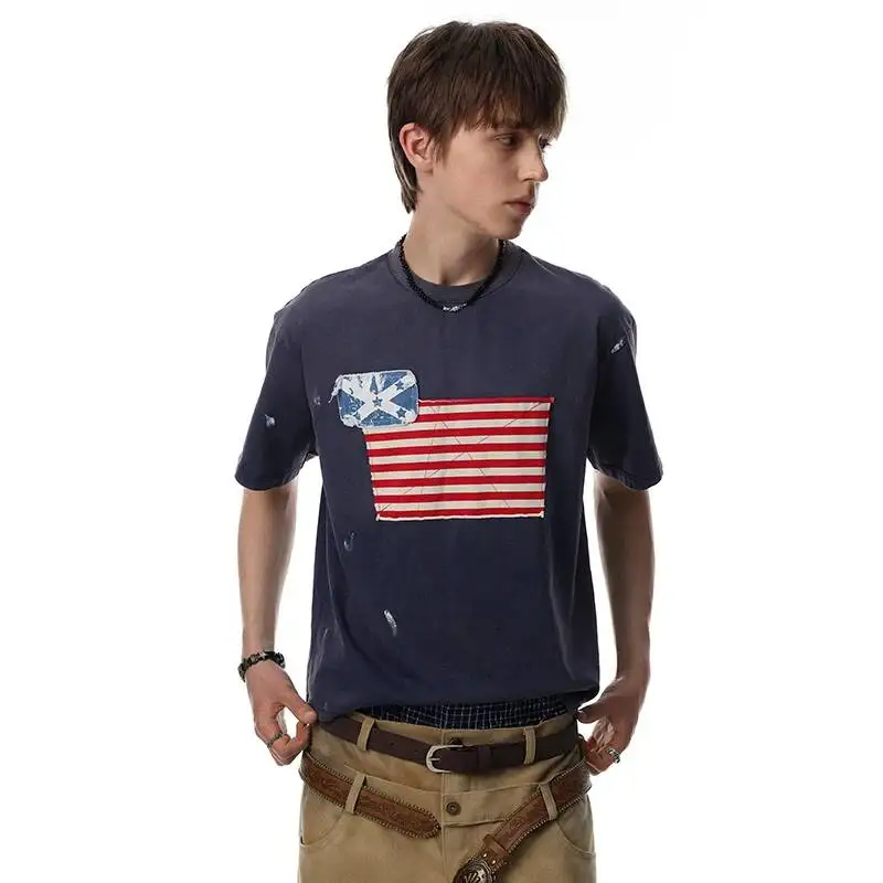 LUZHEN 2026 Summer Original Patchwork Pattern Short Sleeve T-shirts Men's Trendy High Quality Casual Round Neck Clothes JY7686