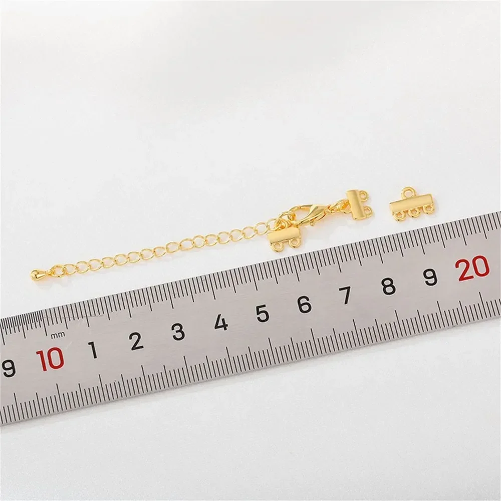 

18K Gold Wrapped Three Hole Connecting Lobster Buckle Water Droplet Tassel Extension Chain Handcrafted DIY Bracelet Accessory
