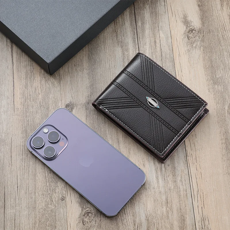 Cartera corta de cuero Pu a la moda para hombre, billetera versión coreana, billeteras de gran capacidad con múltiples tarjetas, tarjetero de identificación de crédito de alta calidad