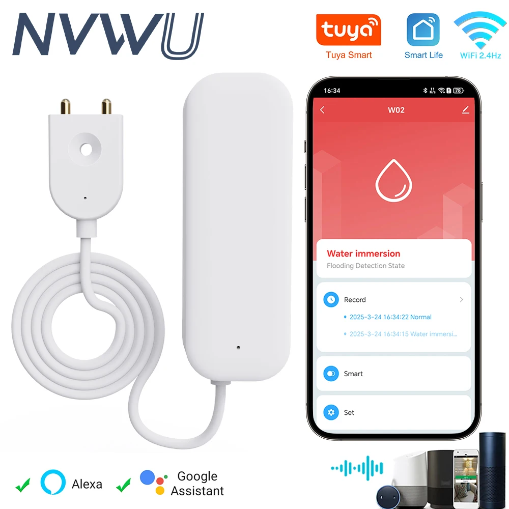 

Tuya Smart WIFI Water Leakage Sensor Alarm Water Level Detector Flood Leakage Sensor APP Remote Control Security Alarm System