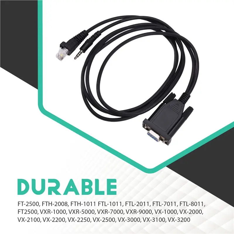 Cable de programación 2 en 1 ABZZ-Radio para Vertex, Yaesu VX2200, VX2508, VX160, VX3R, FT-2500, FTH-2008, VXR-1000, puerto COM DB9 2 en 1