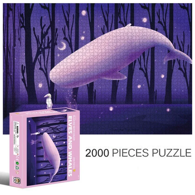 

Elves and Whales 2000 PCS of high difficulty adult puzzle building blocks puzzle toys cartoon animal anime toys gifts