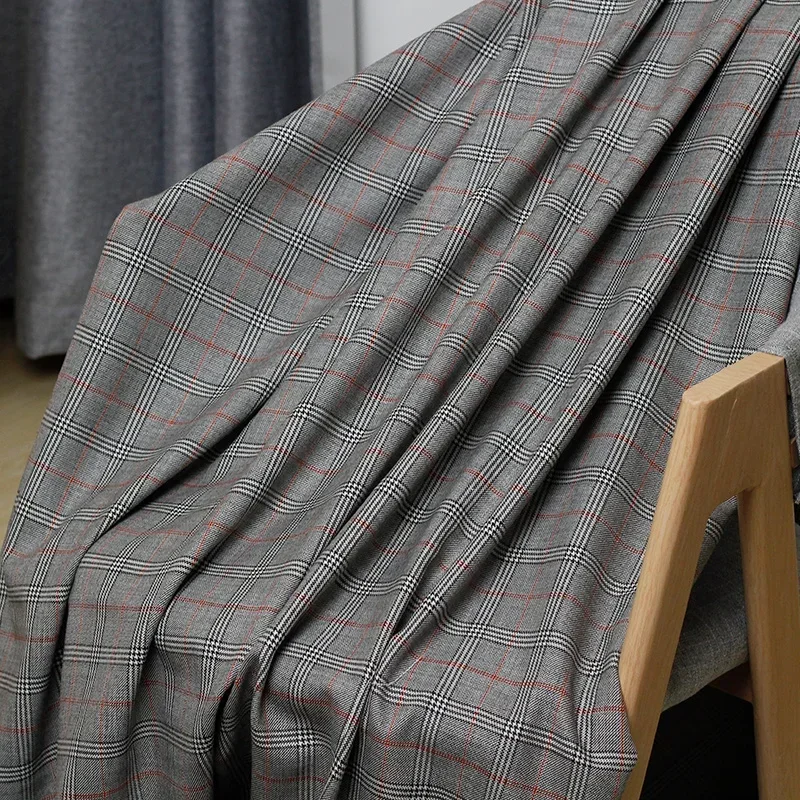 Redraspberry Classic Plaid Houndstooth Yarn Dyed Worsted 100%Wool Garment Materials Suits Pants DIY clothes fabrics Freeshipping