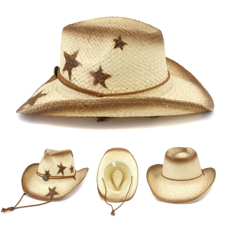 Straw Cowboy Hat Westerns Travel Hat Carnival Travel Cowgril Hats For Adults Drop shipping