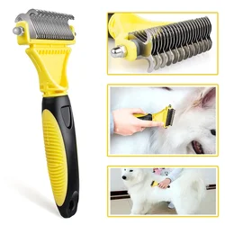 New Stainless Double-sided Pet Cat Dog Comb Brush Professional Large Dogs Open Knot Rake Knife Pet Grooming Products