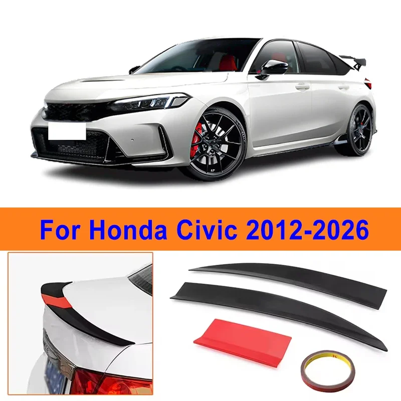 

For Honda Civic 2012-2026 3-Section ABS Rear Trunk Spoiler 115-125cm Adjustable Sports Decor Top Wing Car Exterior Parts
