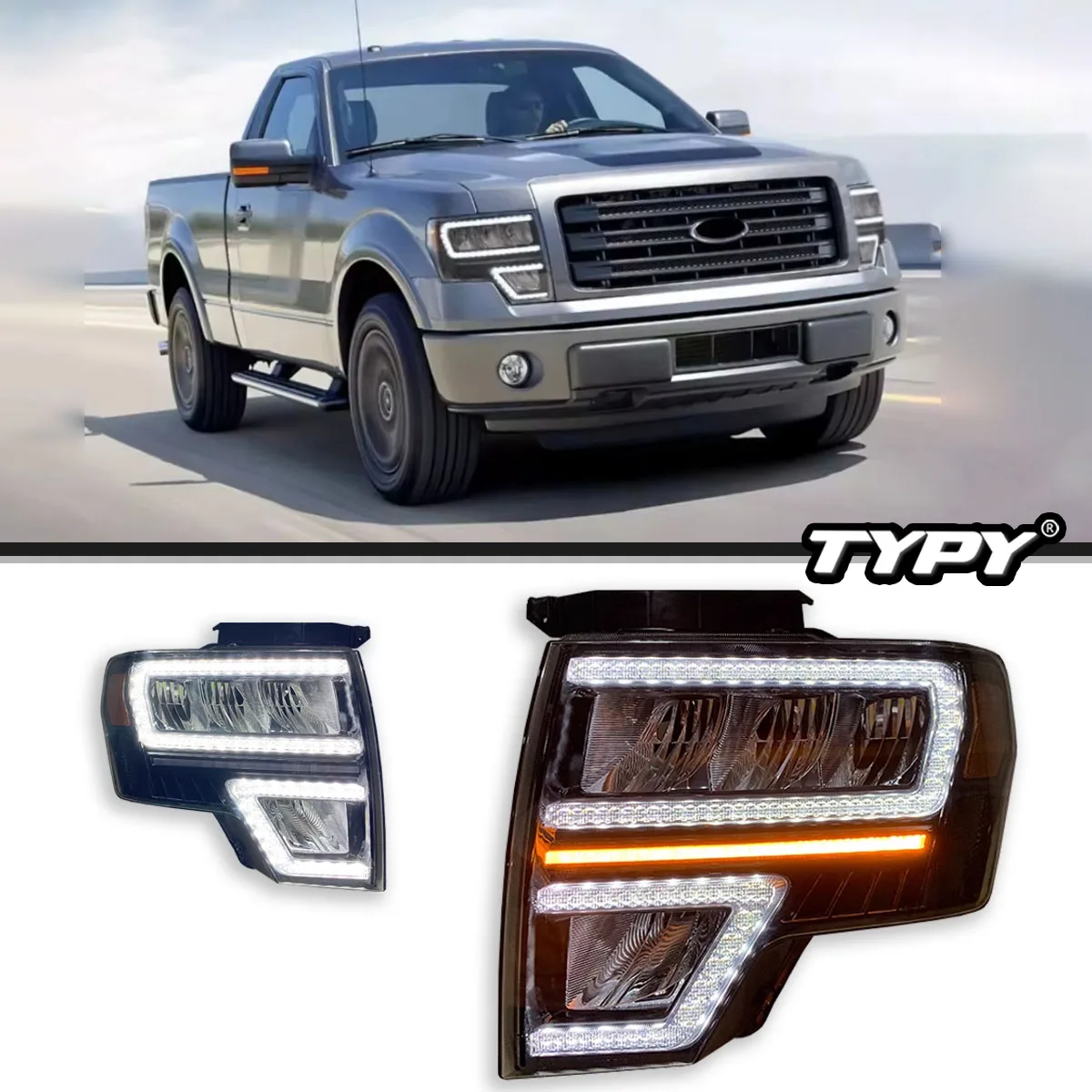 

Автомобильные фары TYPY для Ford F150, фары 2009-2014, светодиодные фары для проектора, дневные ходовые огни, автомобильные аксессуары