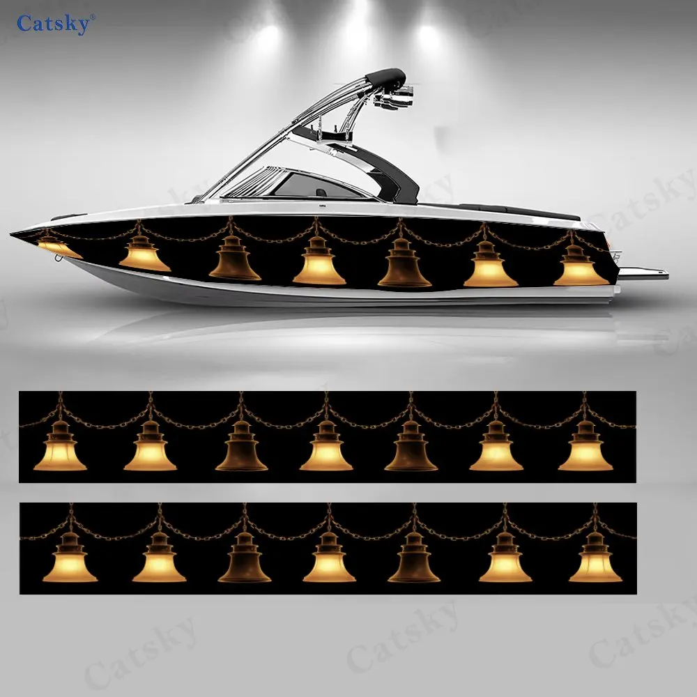 

2Pcs Lanterns on Chains Boat Stickers, PVC Waterproof Durable Vinyl Wrap Decals for Fishing Boats, Durable and Stylish Design