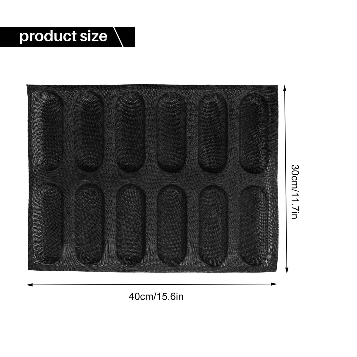 

12 Holes Silicone Pan-Non-Stick Perforated French Bread Pan Forms,Hot Dog Molds, Baking Liners Mat Bread Mould