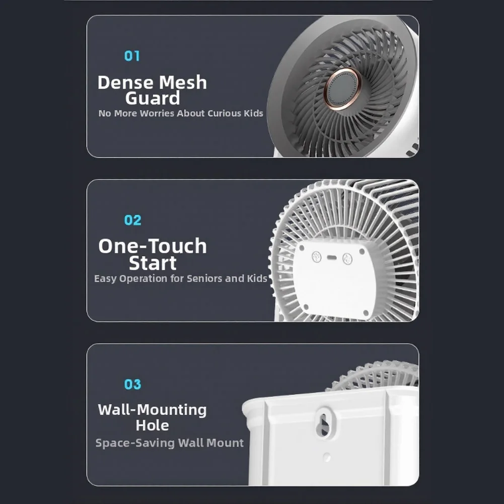 Quiet 5-Speed Rechargeable Desktop Fan with Night Light and Dedicated Aromatherapy Compartment for Indoor Spaces