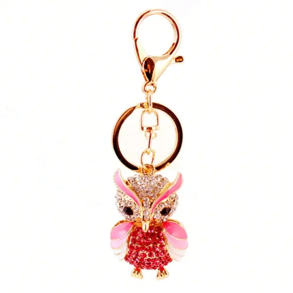 Modischer Kreativer Niedlicher Bemalter Eulen-Autoschlüsselanhänger Damen-Taschenaccessoire Anhänger Metallanhänger – Detail 2