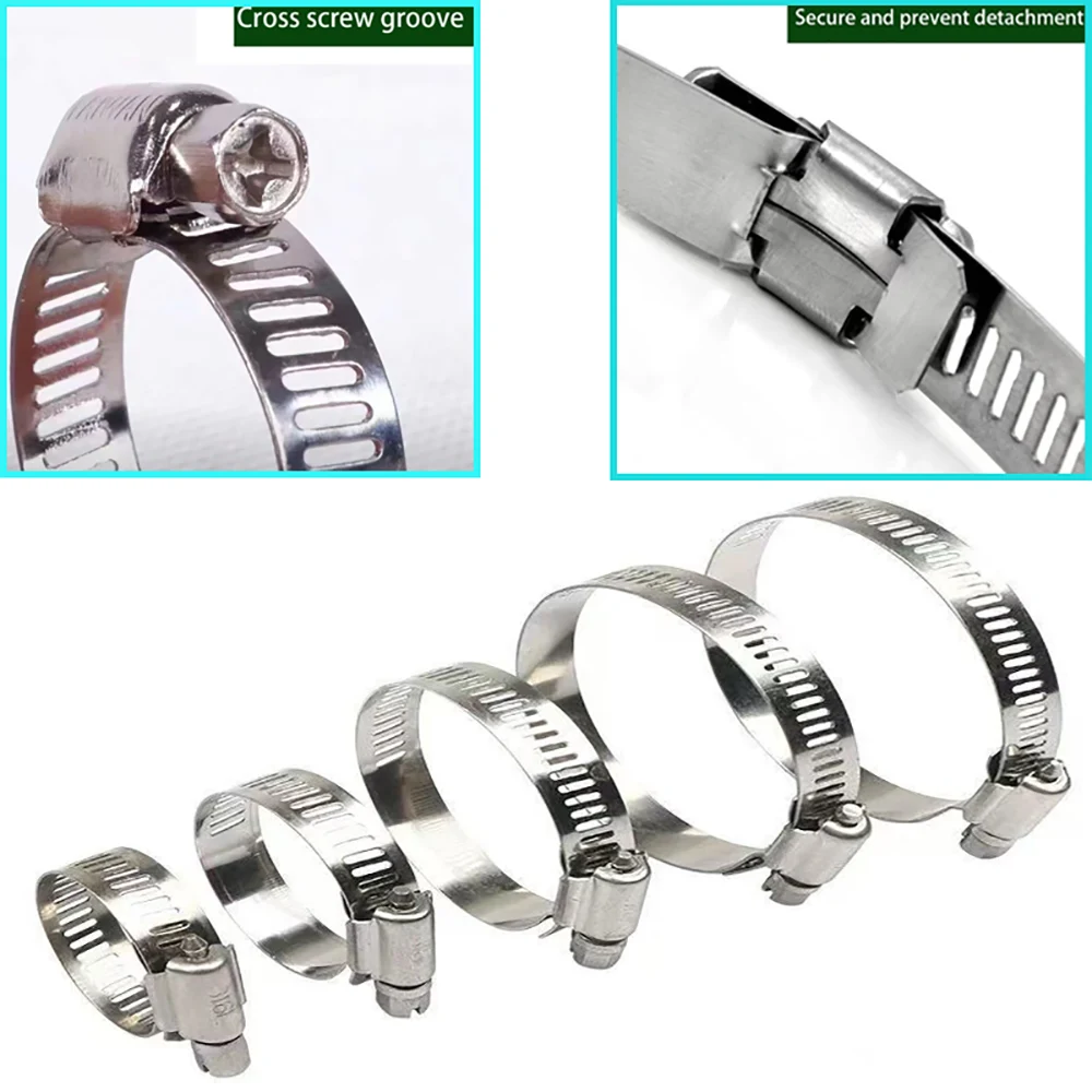 Stainless steel American style hose clamps are used for water pipes, silicone hoses, and fuel pipes... Fixed throat clamp