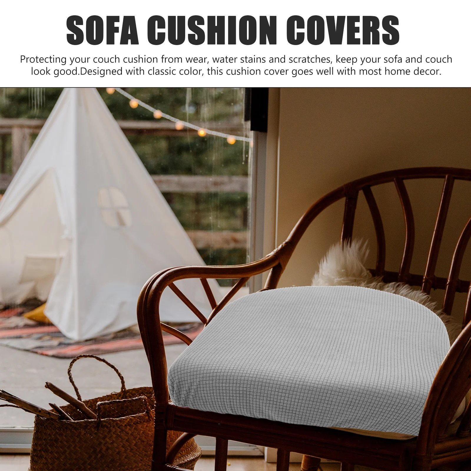 

Stretch Couch Cushion Cover Elastic Sofa Seat Slipcover Waterproof Furniture Protector For Pets Kids Washable Sofa Accessory