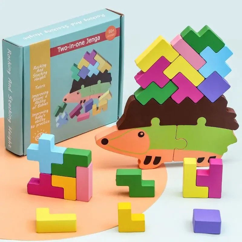 

Children's Early Education Color Cognitive Balance Building Blocks Three Dimensional Russian Puzzle 2 in 1 Board Game