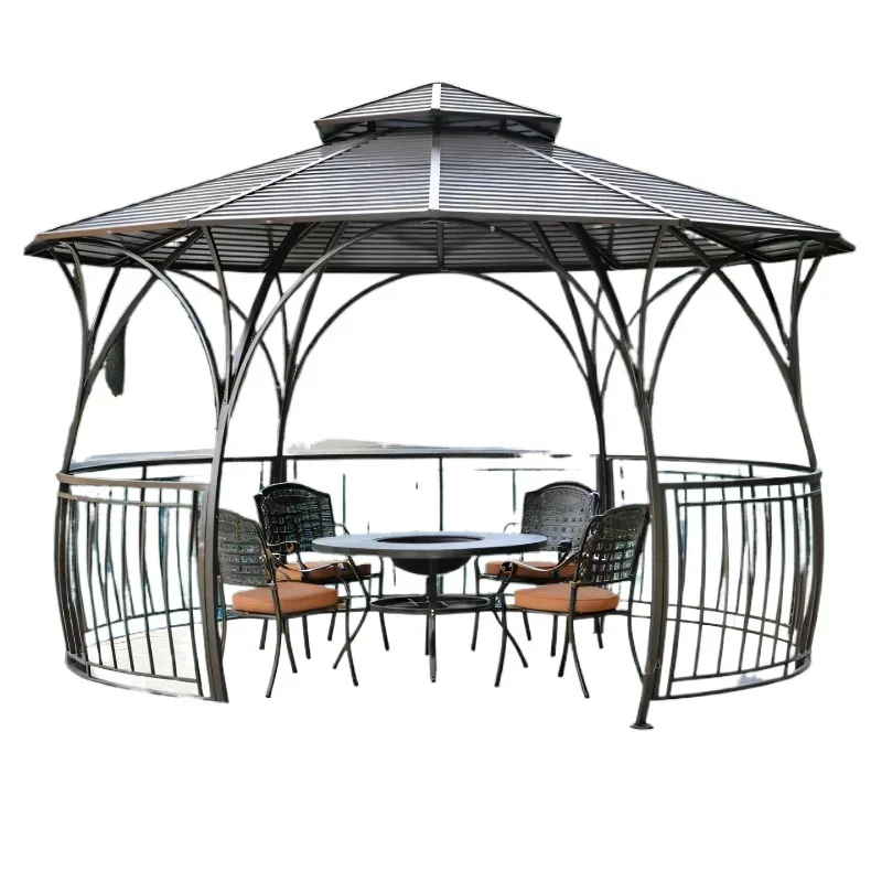 Outdoor circular pavilion villa garden terrace pavilion, courtyard outdoor rainproof windproof canopy modern tent