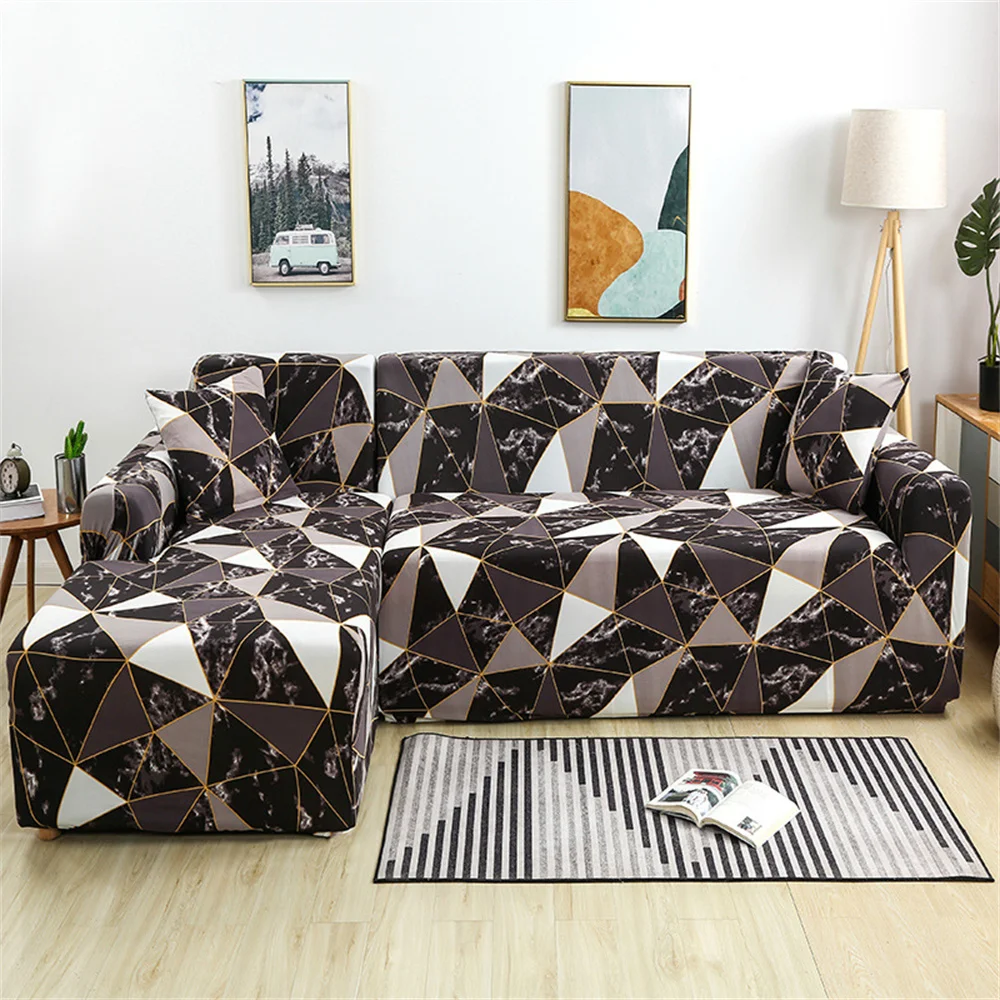 Wedding triangle sofa cover flower starry sky leaves elastic non-slip fabric sofa cover full cover home sofa decoration