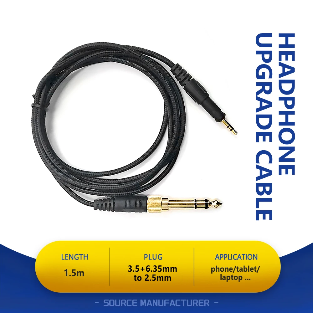 

3.5MM 6.35MM to 2.5MM JACK OFC Braided Headphone Upgrade Audio Cable Replacement AUX Cable for ATH-M40X M50X M60X