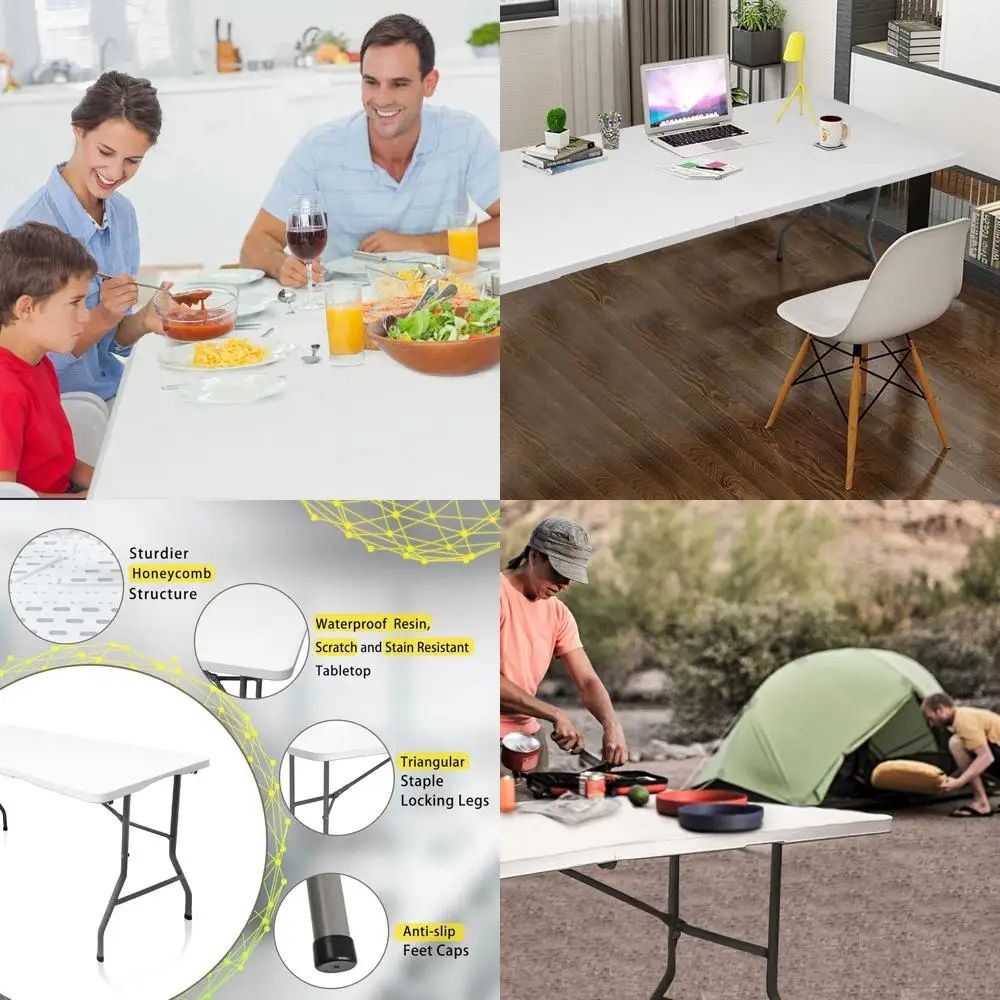 

Folding Table for Outdoor Dining, 5ft Portable Table for Picnics and Camping