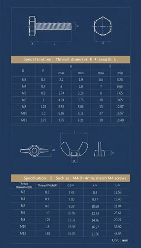Imagen 2 del producto 2 ~ 50 Uds M3 M4 M5 M6 M8 M10M12 juego de tuercas de mariposa de perno Hexagonal exterior de nailon negro combinación de tuercas de tornillo hexagonal externo DIN933