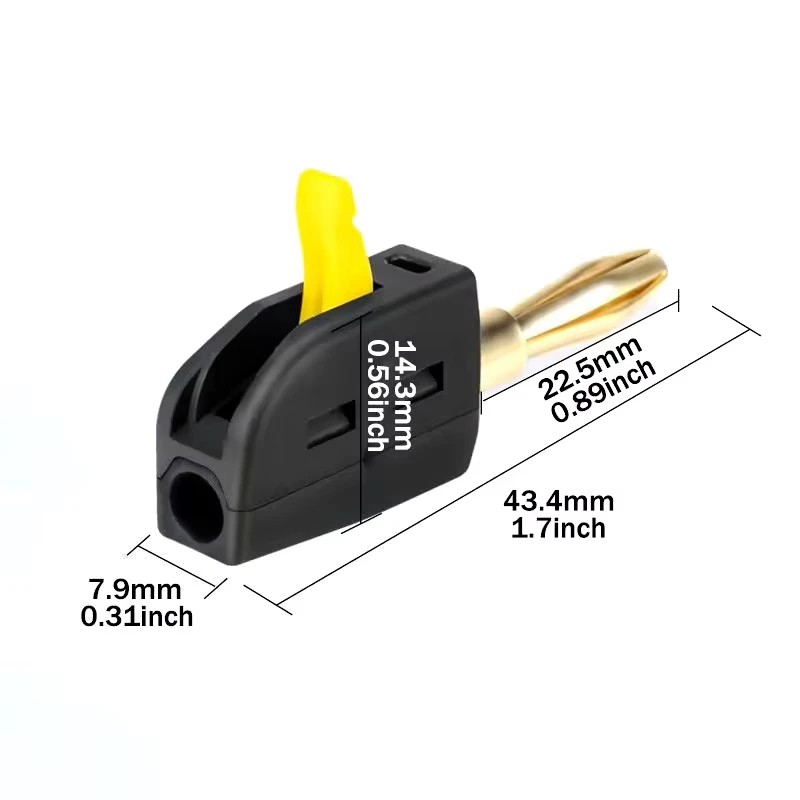 Lootvrije Bananenplug 4mm 32A, Snelle Kabelconnectoren van Koper Verguld Hoogstroom voor Audio Luidsprekers, Versterkers, Draagbaar Hi-Fi Apparatuur, Premium Kwaliteit, Eenvoudige Installatie,
