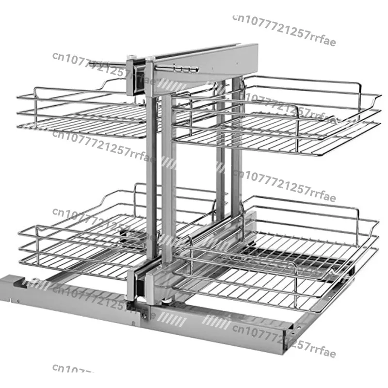 

Drawer style storage rack tempered glass at the corner of the cabinet fully pull-out basket built-in kitchen